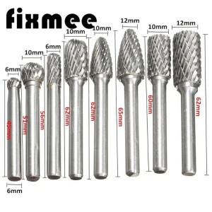 8개입 6mm-12mm ACDF 초경 로터리 파일 세트, 더블컷 버, 샹크 금속 밀링용 조각 커터