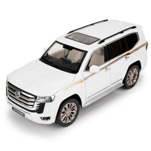 1:18 스케일 수집용 랜드크루저 LC300 다이캐스트 모델 차량 조명과 사운드가 있는 아연 합금 풀백 토이카 차량에 적합한 LOVEPOSELY 성인 남성용 화이트