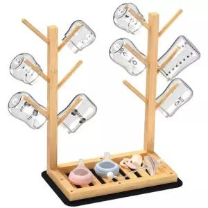 ALYTREE 젖병 공간 정리함 12병 건조대 패드가 흡수 대나무 내추럴 있는 12 Bottle