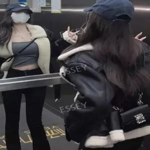 무스탕 양털 가죽자켓 겨울 스웨이드 뽀글이 여자 재킷 카라무스탕 코트 인조 숏