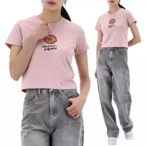 메종키츠네 44사이즈 럭키찬스 플로팅 플라워 베이비 티셔츠 MW00123KJ0008 MISTPINK