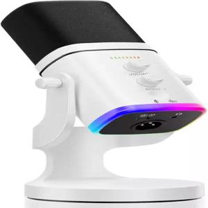 게임용 Facmogu 다이내믹 마이크 에코 볼륨 조절 기능이 있는 USB/XLR 데스크탑 스탠드 RGB 조명이 PC