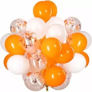 생일 파티 장식용 12인치 주황색 및 흰색 풍선 색종이
