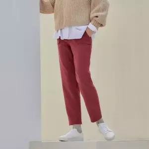 벤클라인 여성 버건디 시그니쳐 세미 배기핏 기모 팬츠 V224B404A_76