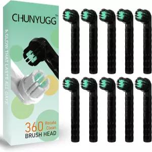 Quip Rev 360 진동 전동 칫솔과 호환되는 교체용 헤드 10팩 리필 블랙