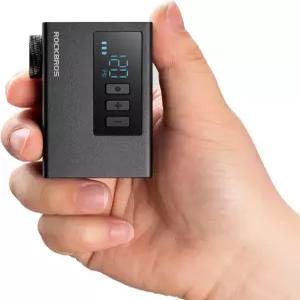 로드 및 산악 자전거를 위한 게이지가 장착된 록브로스 미니 전기 펌프 120PSI 휴대용 타이어 인플레이터