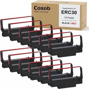 코섭 12팩 ERC30 블랙 및 레드 리본 Epson TM-U220 M188B NK506 프린터와 호환