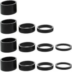 산악/도로/BMX 자전거에 적합한 RLECS 12PCS 블랙 스템 스페이서 1-1/8인치 알루미늄 합금 프론트 포크