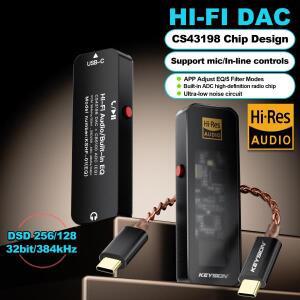 KEYSION CS43198 USB 리틀 테일 DAC 오디오 HiFi 디코더 384KHz DSD256 Type-C to 3.5mm HD  앰프 iOS 안드