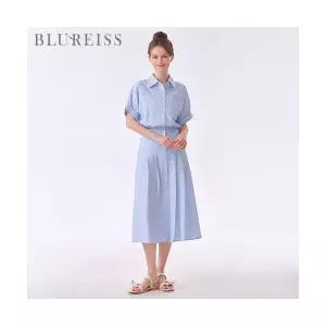 블루레이스 스트라이프롤업소매핀턱원피스_B4M3OP3521 373100