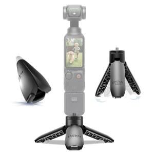PX01 0.01S DJI 오스모 포켓 4/3용 자동 오픈 미니 삼각대 데스크톱 브이로그 스탠드 및 그립 액션 6/5 프로 /4 /3용 소형 카메라 셀카봉 INSTA360 루나 울트라 /X5 /X4 /X3 엑스트라 뮤즈