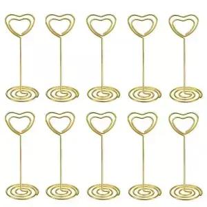 10pcs 하트 모양 테이블 번호 이름 장소 카드 홀더 스탠드 그림 메모 클립 웨딩 생일 파티 장식