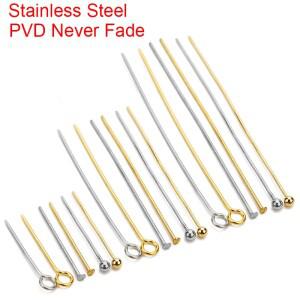 30 100 pcs 결코 PVD 스테인레스 스틸 플랫 헤드 바늘 핀 대량 20mm 보석 만들기위한 원형 눈 머리핀을 퇴