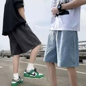 [RIZPICK]남녀공용 루즈핏 청반바지 여름 밴딩 데님 팬츠 스판 고무줄 블랙진