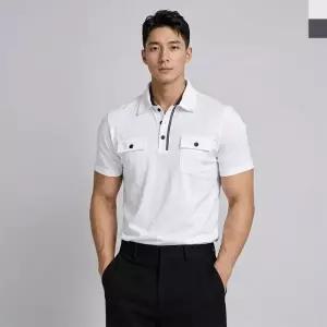 데일리 남용공용 더블 포켓 반팔 카라 티셔츠 반팔티 라운드티