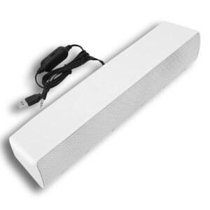 BEUFEE V-196 컴퓨터 사운드 바, 화이트 포함 LED 볼륨 전원 손잡이와 채널 입력 2.0 3.5MM 스테레오 사운드바, USB 조명 블루 호흡