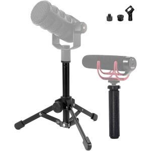 PODMIC 삼각대 스탠드 및 비디오믹 핸들 마이크와 VIDEOMICRO USB 호환 키트, RODE 샷건 XLR 그립 마이크