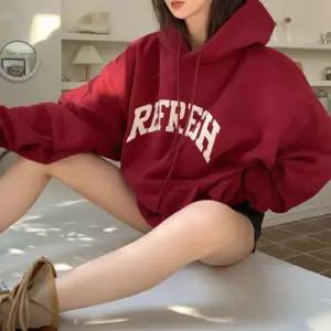 LN 레터링 오버핏 기모 후드티 맨투맨 여자 겨울 가을 셔츠티 컬러 후드 레드 여성 여성패션