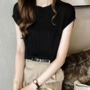 여자 여름 루즈핏 슬림 니트 민소매 반팔 티셔츠나시 쿨나시 나시 정장 여성