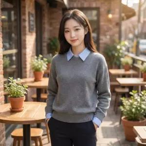 제니-스픽 여성니트 니트티 니트 울니트 겨울 카라 여자 루즈핏 KNIT 레이어드울니트 루즈 베스트 롱니트