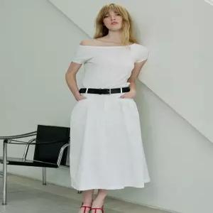 CO POCKET SHIRRING COTTON SKIRT_WHITE 373176