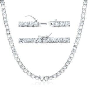 MOFEIJEWEL 테니스 목걸이 화이트 라운드 큐빅 체인 남성용 선물 18인치 0MM 7CM 45 도금 4프롱 다이아몬드