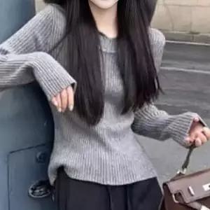친절한탄씨 여자 슬림핏 골지 후드 긴팔 니트티 캐주얼룩 골지후드니트 후드니트긴팔 슬림핏니트티