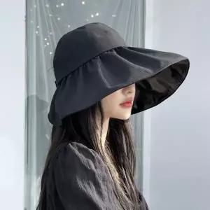 이중 셔링 여자 이우 벙거지(블랙) 여성 여름 돌돌이