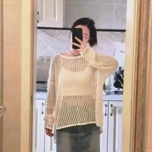 친절한탄씨 그물 망사 니트 시스루 루즈핏 긴팔티 펀칭 라운드 레이어드 얇은 니트웨어 루즈핏니트