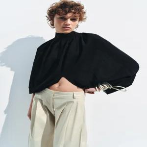 ZARA 파인 니트 케이프 탑 - 블랙 3456/007/800