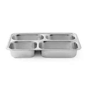 TBZ 스테인리스 4구 식판 중형 풀세트 급식식판 스텐식판 WFNNO43