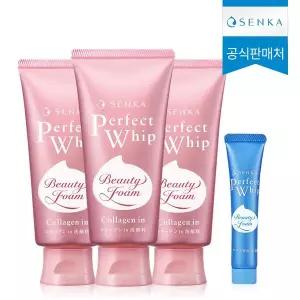 [센카] 퍼펙트휩 콜라겐 워시 클렌징폼 120g 3개 + [증정] 미니휩 15g