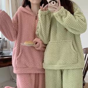 [바바라옷장]집콕룩] 눈밭에 굴러도 수면 잠옷 팬츠 세트/양털/극세사/데일리/홈웨어/파자마/잠옷/집업/...