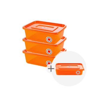 푸레시박스 1200ml, 오렌지, 3개 + 증정(500ml, 오렌지, 1개)