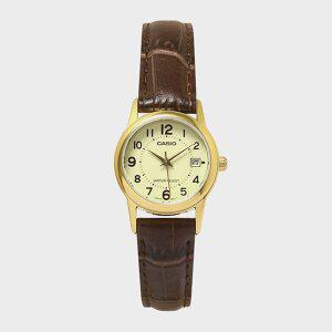 [카시오]CASIO 카시오 LTP-V002GL-9B 여성 가죽밴드 심플 손목시계