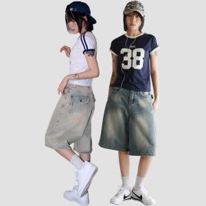 4컬러 /오늘출발/ 빈티지워싱 5부 빅포켓 포인트 청반바지 버뮤다팬츠