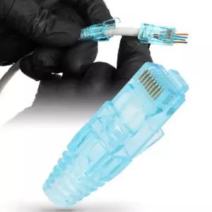 관통형 CAT6 RJ45 100개입 플러그 락부트 일체형 UTP 8P8C 잭 기가 랜선 제작 커넥터 랜툴 압착기 공사