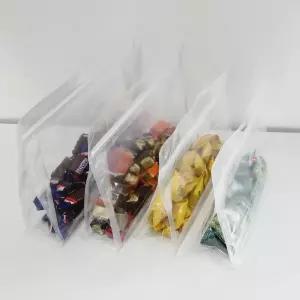 손잡이지퍼백 비닐백 4P 여행용 의류 서류 스탠딩 투명 다회용 파우치