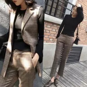 오너클랜 클래식 체크 자켓 바지 세트 모던한 러블리 시선집중