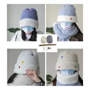 키밍 DIY 코바늘 뽀글이 모자 패키지 뜨개질 키트 뜨개질 키트 겨울모자 (WFG1JBF)