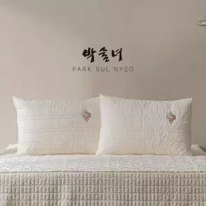 [+7%더블쿠폰][박술녀] 순면양모 베개커버2장 50x70 피그먼트 누빔워싱 영화