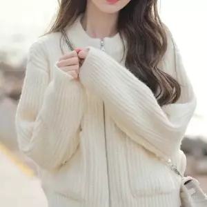 포켓집업 니트재질 긴팔 간절기 보온 데일리 데이트룩 니트볼레로 (WFG1VU2)