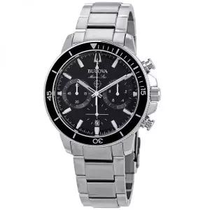 Bulova 부로바 불로바 마린 스타 크로노그래프 블랙 다이얼 남성용 시계