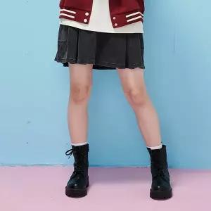 [보리보리/에꼴리에]여자 가을이월 블랙워싱카고 플리츠스커트(25C5881)