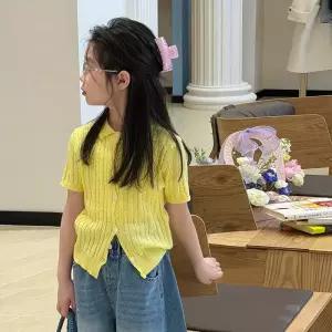 꽈배기 카라 니트 반팔 가디건 R16461