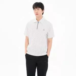 [커스텀어스]남성 여름 선염 스트라이프 반집업 카라 티셔츠 출근룩 CXS26MKKT310 IVY
