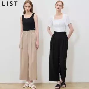 [리스트(LIST)] 절제된 벨티드 핀턱 와이드 팬츠 (택가격: 198000원)