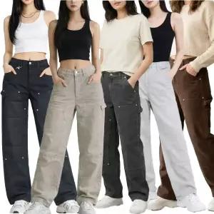 다올샵 여성 찡 카고팬츠 코튼 밴딩 기장선택 와이드핏 데일리 바지 