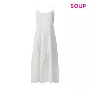 [롯데백화점]SOUP 플라워 자수 백 스모크 밴딩 슬리브리스 원피스 S65OP03