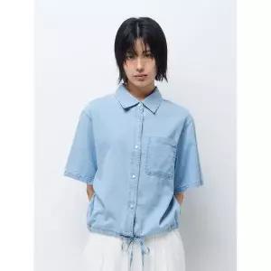 HANGTEN 여성 데님 크롭 셔츠_273(10570-120-403-10) 186571